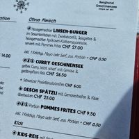 Menu Feb. 2024  at Berghotel Oeschinensee in Kandersteg