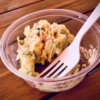 “Mashed” potato salad.    at Maciel's Plant-Based Butcher & Deli in Los Angeles