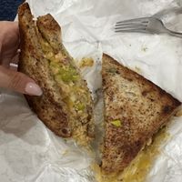 Tuna melt on gluten free bread  at Maciel's Plant-Based Butcher & Deli in Los Angeles