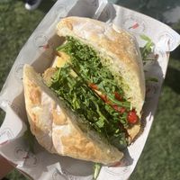 Vegan turkey pesto sandwich  at Maciel's Plant-Based Butcher & Deli in Los Angeles