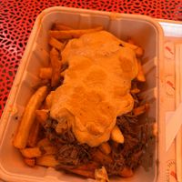 Queso Brisket fries  at Maciel's Plant-Based Butcher & Deli in Los Angeles