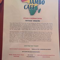 Menu   at Jambo Cafe in Santa Fe