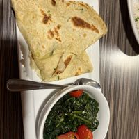 Roti and sautéed spinach   at Jambo Cafe in Santa Fe