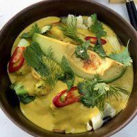 Yellow curry  at Botànic in Mallorca