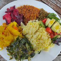 First time I've had a vegan platter with a salad and the salad had good avocado! at Kaffa Coffee in North London