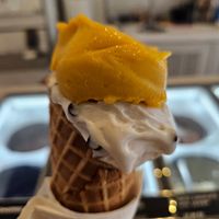 Mango & coconut dark choc chip sorbets at Snow Pure Ice Cream in Mykonos