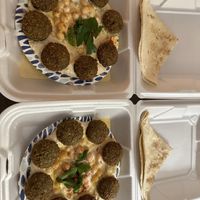 We got there late and they were sold out and closing up. We told the owner we’d be back tomorrow. He said hold up, let me treat you. He made us some fresh falafels with hummus  at The Falafel Spot in West Yellowstone