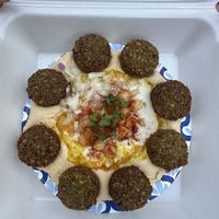 Hummus Falafel plate  at The Falafel Spot in West Yellowstone