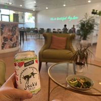 Cute seating options & yummy strawberry habanero natural soda! Lil kick at the end!   at Beautiful Day in La Quinta