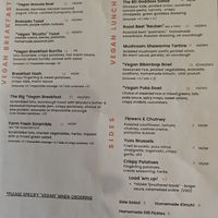 Vegan menu at Beautiful Day in La Quinta