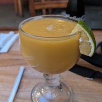 Goblet of juice at Rainbow Cafe in Antigua