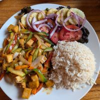 Tofu stir fry at Rainbow Cafe in Antigua