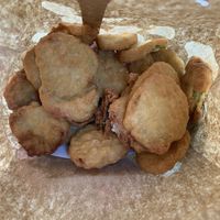 Fried pickles  at Red Barn Pizza in Eastham