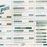 Menu as of May 2022  at Chapati Halal in Medellin