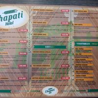 Menu: front at Chapati Halal in Medellin