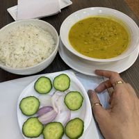 Dahl Tadka with basmati rice 😋  at Chapati Halal in Medellin