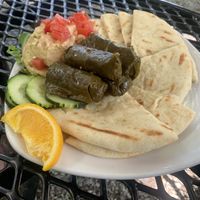 Dolmas and hummus   at End of the Line Cafe in Pensacola