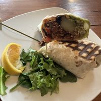 Breakfast burrito (one bite taken out)   at End of the Line Cafe in Pensacola