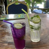 Lima soda and butterfly pea - Cha-Da, Chiang Mai  at Chada Vegetarian Restaurant in Chiang Mai