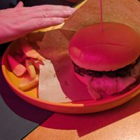 boca burger with fries at Boca Boca Vegan Guilty Pleasure in Warsaw