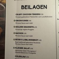 Menu (extras, mostly vegan).  at Peter Pane - Neue Promenade in Berlin