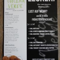 breakfast menu at Bistro La Cucina Verde in Saarbrucken