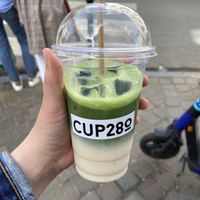 Iced matcha latte with oat milk  at Cup 28° in Brussels