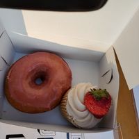 Strawberry cupcakes and donut 🍩 😋 at nami Vegan Sweets in Phoenix