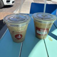 Vanilla oat milk latte & mazapán oat milk latte  at nami Vegan Sweets in Phoenix