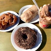 Assortment of donuts and a soynami  at nami Vegan Sweets in Phoenix