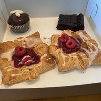 Raspberry danishes, nami cake, and brownie at nami Vegan Sweets in Phoenix