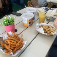 sweet potato fries and loaded vegan fries  at The Garden At Teviot in Edinburgh
