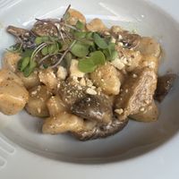 Delicious vegan gnocchi; tiny plate   at Restaurante Anoa Santanyí in Mallorca