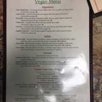 vegan menu part 1 at Vertoris Pizza House in Bradenton