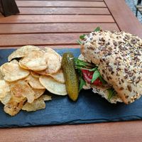 Vegan tuna sandwich at bar GINGER in Prague