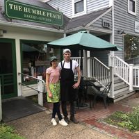 Owners Jen and Jett outside the bakery  at The Humble Peach in Amherst