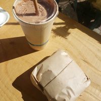 Smoothie and breakfast sandwich at The Humble Peach in Amherst