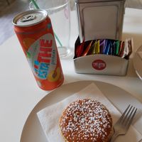 Ice tea and carrot cake at Habitat Cafe in Polignano A Mare