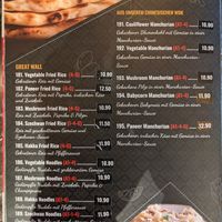 Menu - Chinese dishes. at Saravanaa Bhavan in Cologne