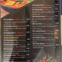 Menu - rice dishes. at Saravanaa Bhavan in Cologne