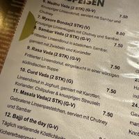 menu vegan  at Saravanaa Bhavan in Cologne