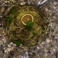Mushroom pasta without Parmesan cheese at La Mulata in Cartagena