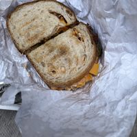  Sweet potato sandwich with vegan cheese and marinated kale  at Laughing V in New York City