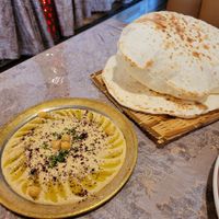 Hummus and pitas at Sidra in Nagoya