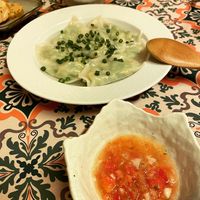 Dumplings with original Mexican chili source   at Kuwaddo 桑っど in Kisarazu