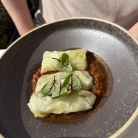 Mushroom cabbage rolls  at Roof Garden in Athens