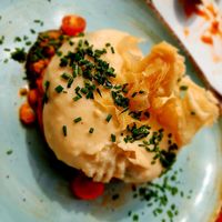 Vegetable tower with cauliflower bechamel at Bar Parada in Tenerife