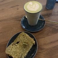 pistachio cake and matcha latte  at Laibgenuss in Koblenz