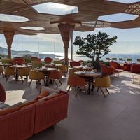 The outdoor space with amazing views at Naros in Mykonos