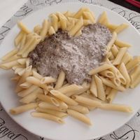 Macarrones con salsa de boletus y trufa at Albergue de Morata in Morata De Jalon